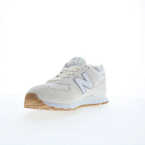 New Balance 574 U574RAD Mens White Suede Lace Up Lifestyle Sneakers Shoes