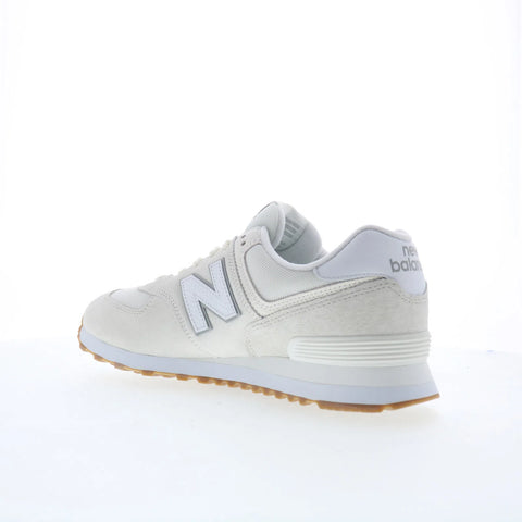 New Balance 574 U574RAD Mens White Suede Lace Up Lifestyle Sneakers Shoes