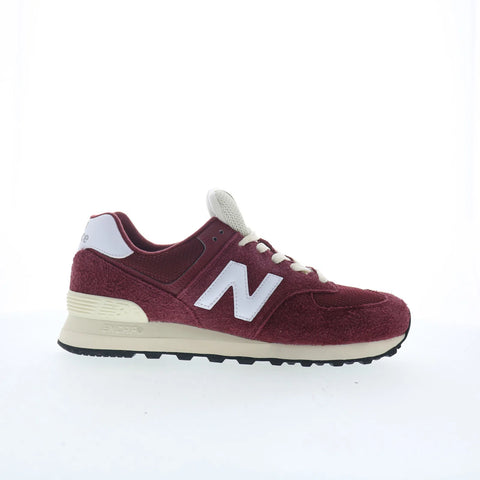 New Balance 574 U574RBK Mens Red Suede Lace Up Lifestyle Sneakers Shoes