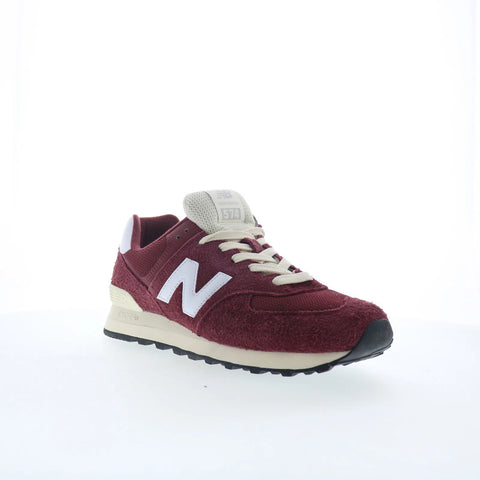New Balance 574 U574RBK Mens Red Suede Lace Up Lifestyle Sneakers Shoes