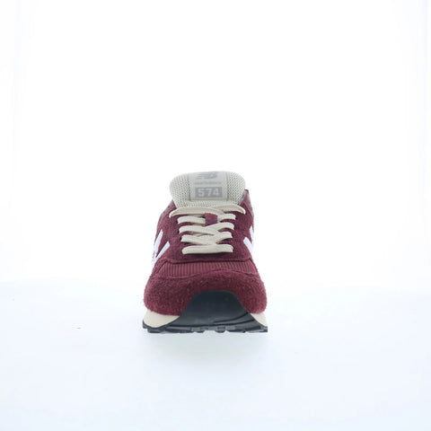 New Balance 574 U574RBK Mens Red Suede Lace Up Lifestyle Sneakers Shoes