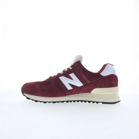 New Balance 574 U574RBK Mens Red Suede Lace Up Lifestyle Sneakers Shoes