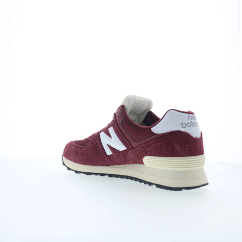 New Balance 574 U574RBK Mens Red Suede Lace Up Lifestyle Sneakers Shoes