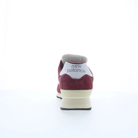 New Balance 574 U574RBK Mens Red Suede Lace Up Lifestyle Sneakers Shoes