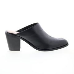 Diba True No Vella 57514 Womens Black Leather Slip On Heeled Sandals Shoes
