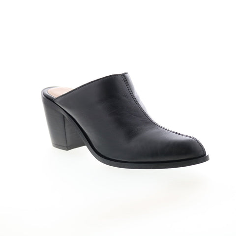 Diba True No Vella 57514 Womens Black Leather Slip On Heeled Sandals Shoes