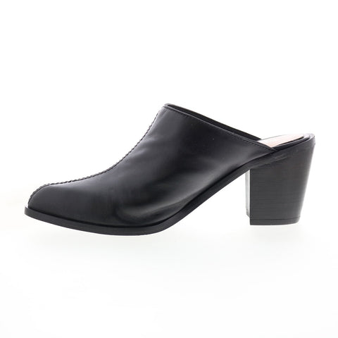 Diba True No Vella 57514 Womens Black Leather Slip On Heeled Sandals Shoes