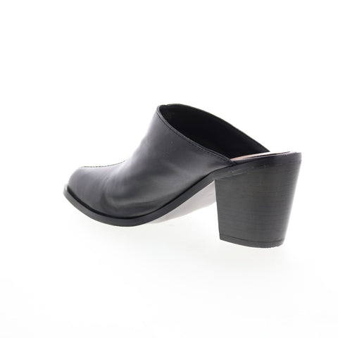 Diba True No Vella 57514 Womens Black Leather Slip On Heeled Sandals Shoes