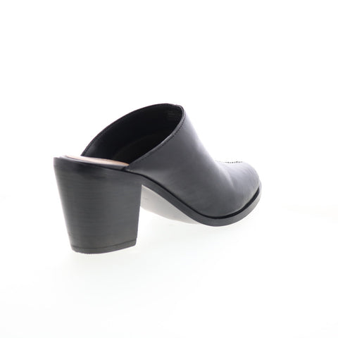 Diba True No Vella 57514 Womens Black Leather Slip On Heeled Sandals Shoes