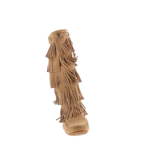 Minnetonka 5 Layer Fringe Boot 1657T Womens Brown Suede Mid Calf Boots