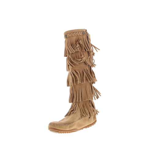 Minnetonka 5 Layer Fringe Boot 1657T Womens Brown Suede Mid Calf Boots