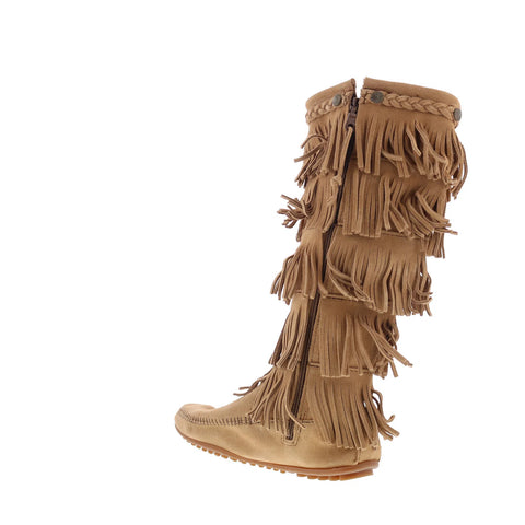 Minnetonka 5 Layer Fringe Boot 1657T Womens Brown Suede Mid Calf Boots