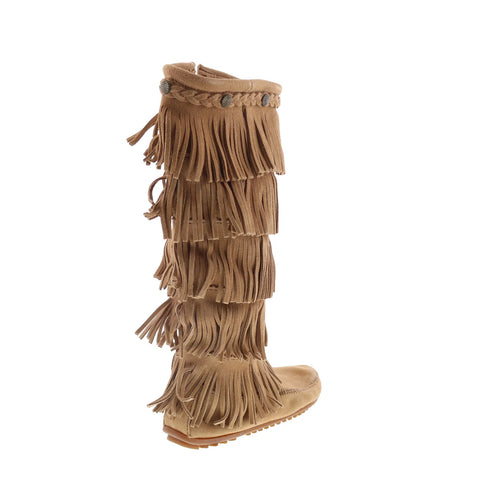 Minnetonka 5 Layer Fringe Boot 1657T Womens Brown Suede Mid Calf Boots