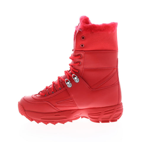 Fila Disruptor Boot 5HM00560-616 Womens Red Leather Casual Dress Boots