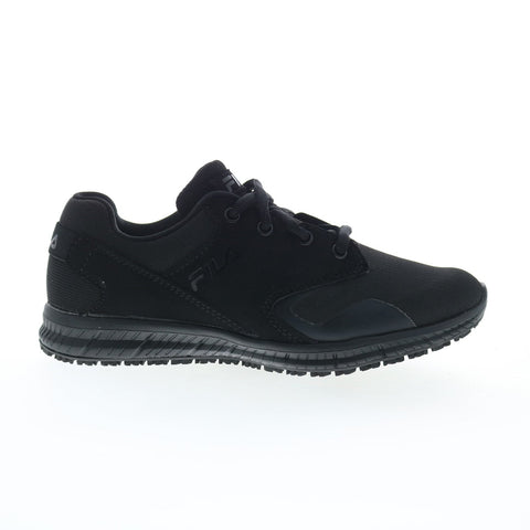 Fila Memory Layers Slip Resistant Water Resistant Womens Black Athletic Work Shoes