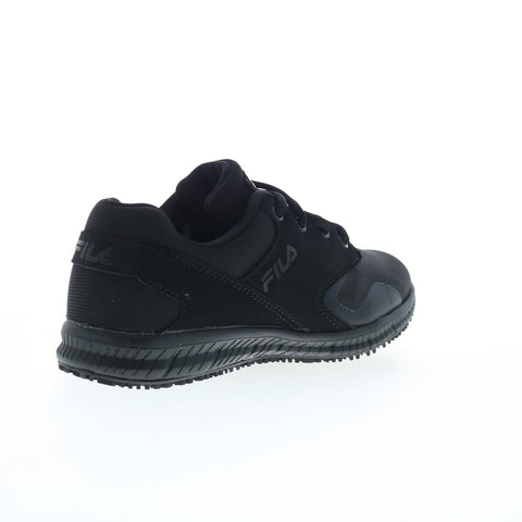 Fila Memory Layers Slip Resistant Water Resistant Womens Black Athletic Work Shoes