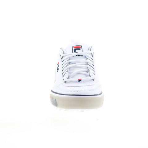 Fila Disruptor II Vulcanized Womens White Leather Lifestyle Sneakers Shoes