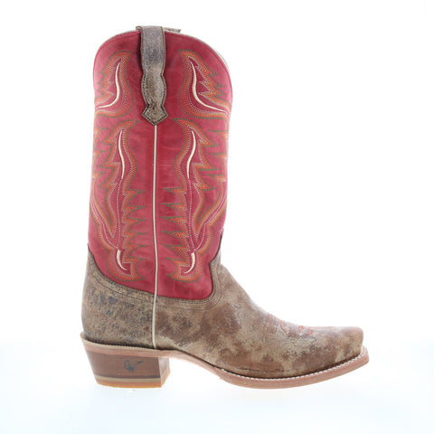 Outlaw Snip Toe 60003 Mens Brown Leather Slip On Western Boots