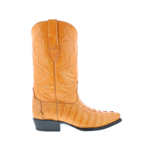 Wild West Caiman Tail Boots Med R-Toe Mens Brown Cowboy Western Boots