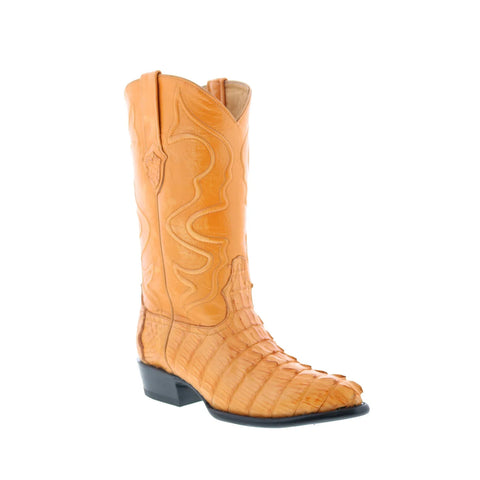 Wild West Caiman Tail Boots Med R-Toe Mens Brown Cowboy Western Boots