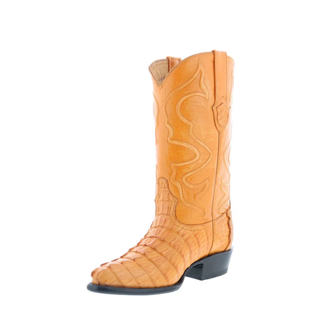 Wild West Caiman Tail Boots Med R-Toe Mens Brown Cowboy Western Boots