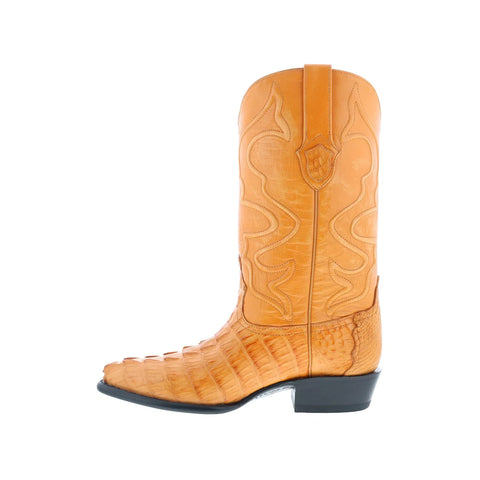 Wild West Caiman Tail Boots Med R-Toe Mens Brown Cowboy Western Boots