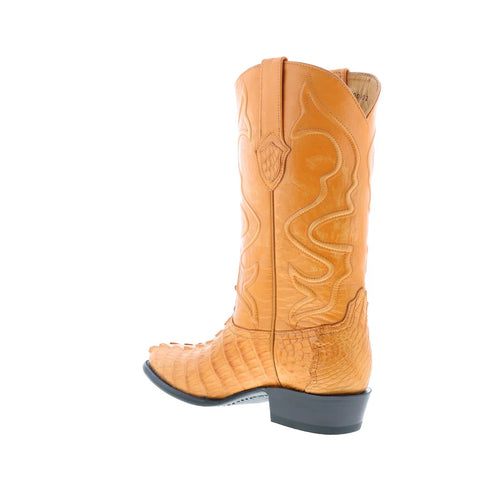 Wild West Caiman Tail Boots Med R-Toe Mens Brown Cowboy Western Boots