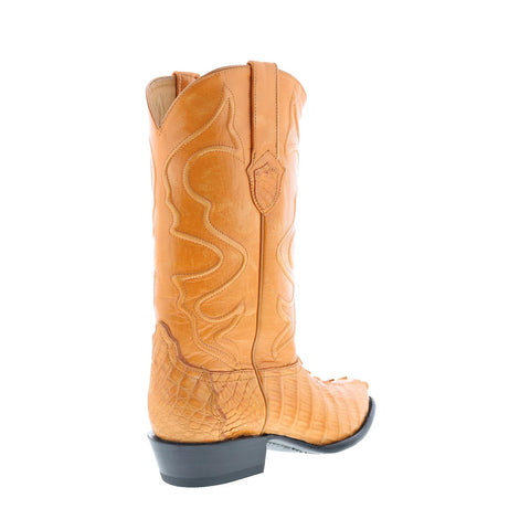Wild West Caiman Tail Boots Med R-Toe Mens Brown Cowboy Western Boots