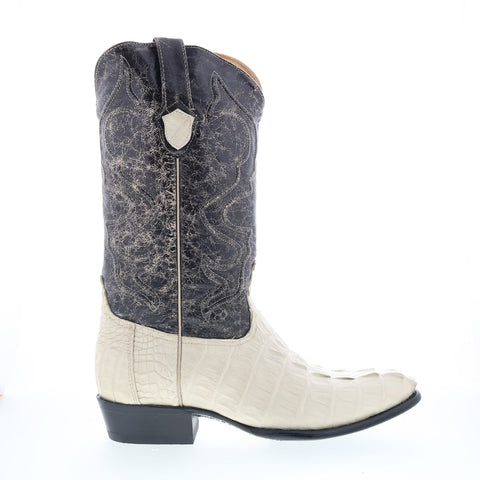 Wild West Caiman Tail Boots Med R Toe Mens White Cowboy Western Boots