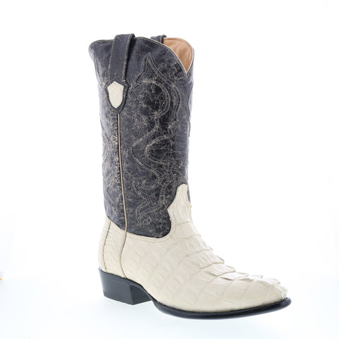Wild West Caiman Tail Boots Med R Toe Mens White Cowboy Western Boots