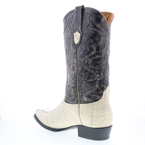 Wild West Caiman Tail Boots Med R Toe Mens White Cowboy Western Boots