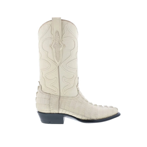 Wild West Caiman Tail Boots Med R-Toe Mens White Cowboy Western Boots