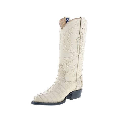 Wild West Caiman Tail Boots Med R-Toe Mens White Cowboy Western Boots