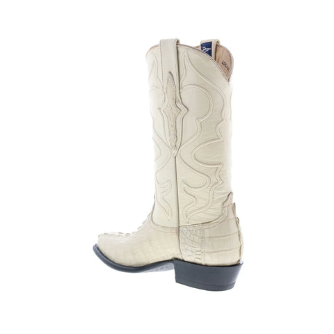 Wild West Caiman Tail Boots Med R-Toe Mens White Cowboy Western Boots