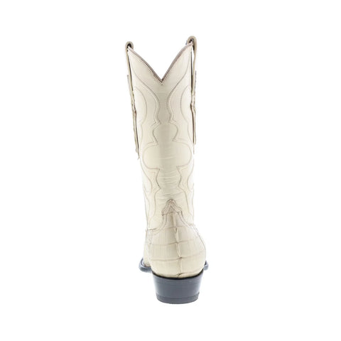 Wild West Caiman Tail Boots Med R-Toe Mens White Cowboy Western Boots