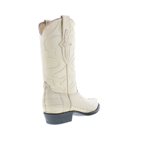 Wild West Caiman Tail Boots Med R-Toe Mens White Cowboy Western Boots