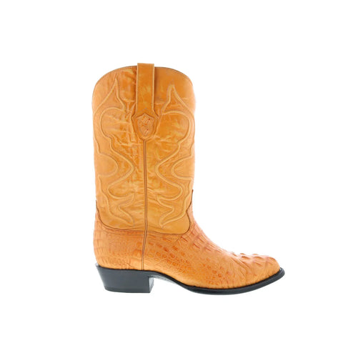 Wild West Caiman Hornback Boots Med R-Toe Mens Brown Cowboy Western Boots