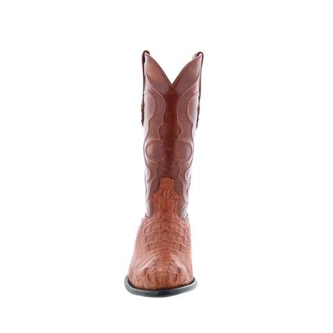 Wild West Caiman Hornback Boots Med R-Toe Mens Brown Cowboy Western Boots