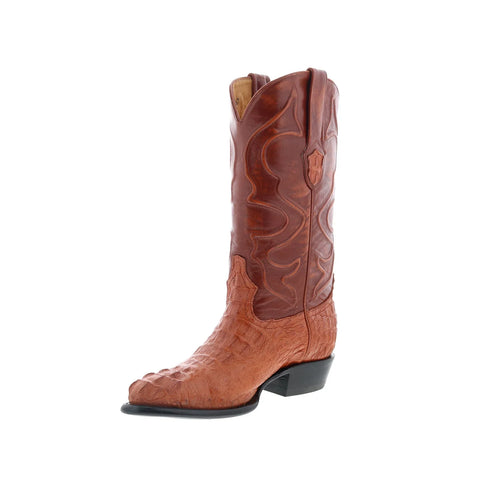 Wild West Caiman Hornback Boots Med R-Toe Mens Brown Cowboy Western Boots