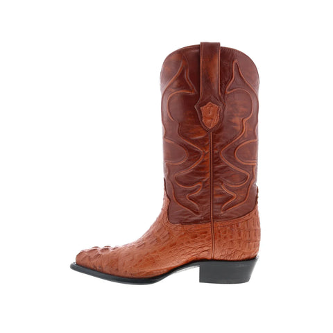 Wild West Caiman Hornback Boots Med R-Toe Mens Brown Cowboy Western Boots