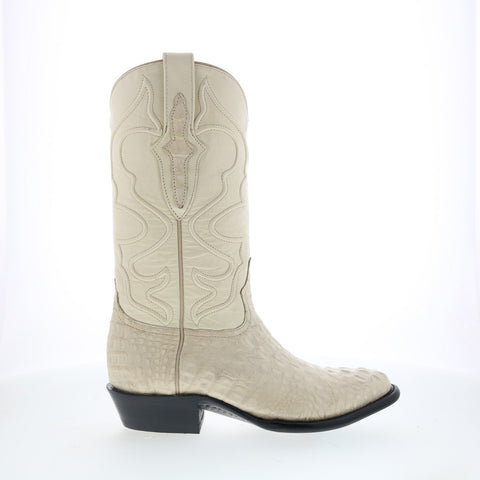 Wild West Caiman Hornback Boots Med R-Toe Mens White Wide Western Boots
