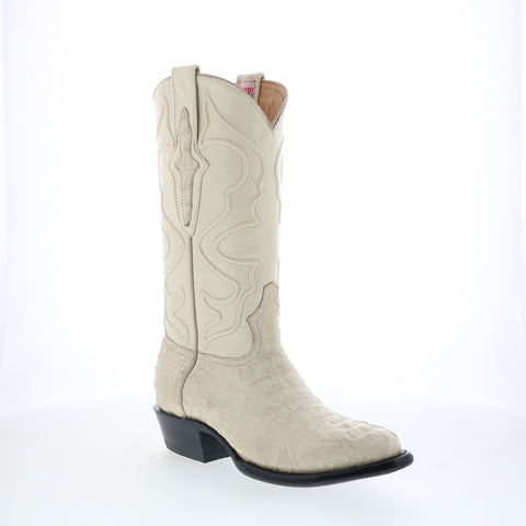 Wild West Caiman Hornback Boots Med R-Toe Mens White Wide Western Boots