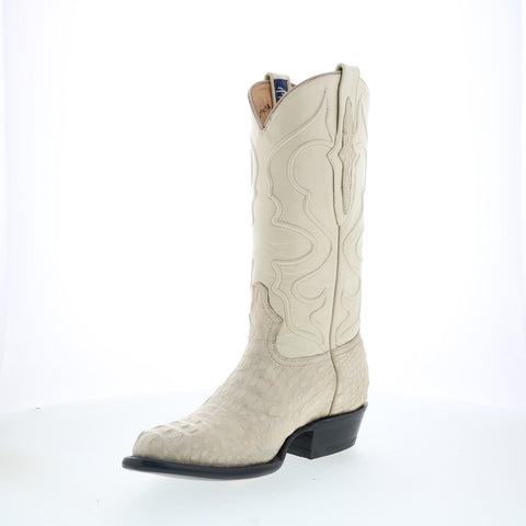 Wild West Caiman Hornback Boots Med R-Toe Mens White Wide Western Boots