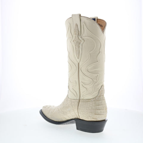Wild West Caiman Hornback Boots Med R-Toe Mens White Cowboy Western Boots
