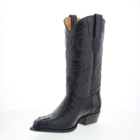 Wild West Caiman Hornback Boots M R Toe Mens Black Wide Cowboy Western Boots
