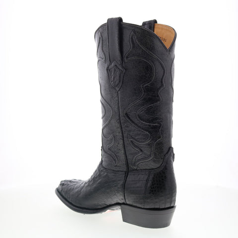 Wild West Caiman Hornback Boots M R Toe Mens Black Wide Cowboy Western Boots