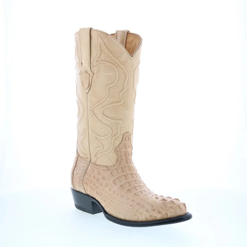 Wild West Caiman Hornback Boots Med R-Toe Mens Beige Cowboy Western Boots