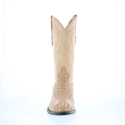 Wild West Caiman Hornback Boots Med R-Toe Mens Beige Cowboy Western Boots
