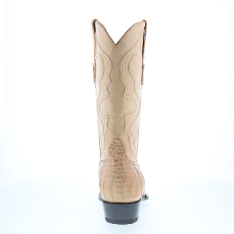 Wild West Caiman Hornback Boots Med R-Toe Mens Beige Cowboy Western Boots