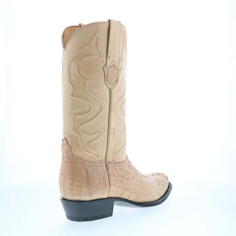 Wild West Caiman Hornback Boots Med R-Toe Mens Beige Cowboy Western Boots